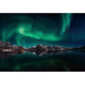 Papermoon Fototapete »Photo-Art JAVIER DE LA, LOFOTEN AURORA-REFLEXION« bunt  B/L: 3,00 m x 2,23 m