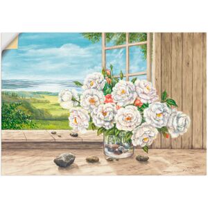 Artland Wandbild »Weisse Rosen am Fenster«, Blumen, (1 St.), als Alubild,... naturfarben Größe