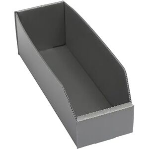 kaiserkraft Kunststoff-Regalkasten, faltbar, LxBxH 300 x 100 x 100 mm, silbergrau, VE 25 Stk