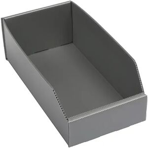 kaiserkraft Kunststoff-Regalkasten, faltbar, LxBxH 300 x 150 x 100 mm, silbergrau, VE 25 Stk