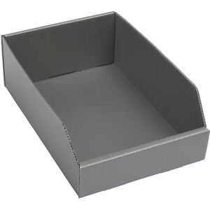 kaiserkraft Kunststoff-Regalkasten, faltbar, LxBxH 300 x 200 x 100 mm, silbergrau, VE 25 Stk