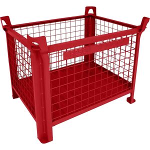 Heson Stapelbehälter mit Stahlblechboden, LxB 800 x 600 mm, rot lackiert