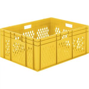 kaiserkraft Euro-Format-Stapelbehälter, Wände durchbrochen, Boden geschlossen, LxBxH 800 x 600 x 320 mm, gelb, VE 2 Stk