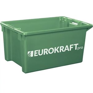 eurokraft pro Drehstapelbehälter aus lebensmittelechtem Polypropylen, Volumen 70 l, VE 2 Stk, Wände und Boden geschlossen, grün