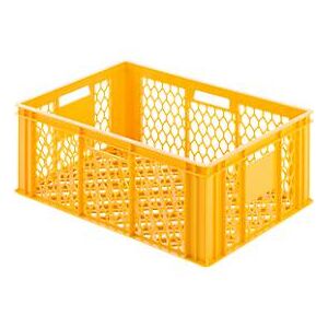 Euro Box Bäcker-Kasten, lebensmittelecht, Inhalt 47,8 L, durchbrochene Version, gelb-orange