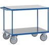 Tischwagen fetra®, 2 Etagen, Lenk- & Bockrollen, bis 600 kg, Ladeflächen aus Hart-PVC mit L 1200 x B 800 mm