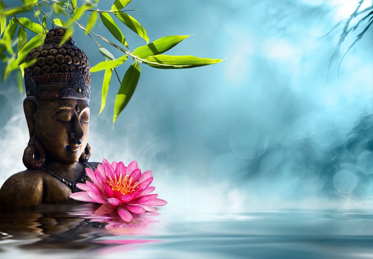 Papermoon Fototapete »Buddha in Meditation.«, Vliestapete, hochwertiger... bunt