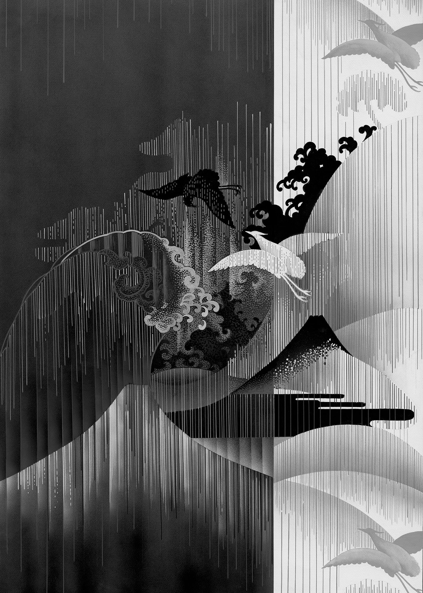 Komar Fototapete »Vliestapete Yin Yang«, bedruckt-geblümt-floral-realistisch,... schwarz-weiss