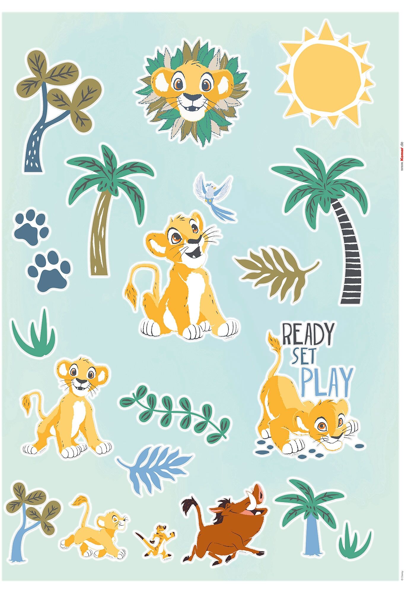 Komar Wandtattoo »Lion King Palmtrees«, (34 St.), 50 x 70 cm bunt