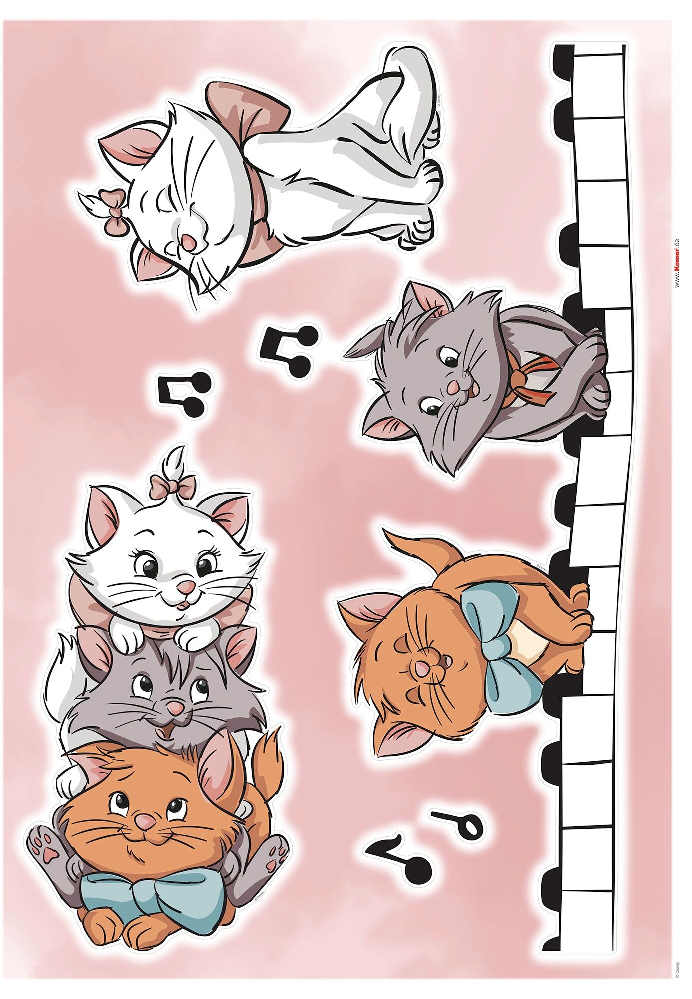 Komar Wandtattoo »Aristocats Kittens«, (7 St.), 50 x 70 cm weiss