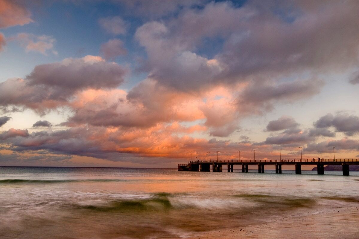 Papermoon Fototapete »Porto Santo Pier Sonnenuntergang«, Vliestapete,... bunt