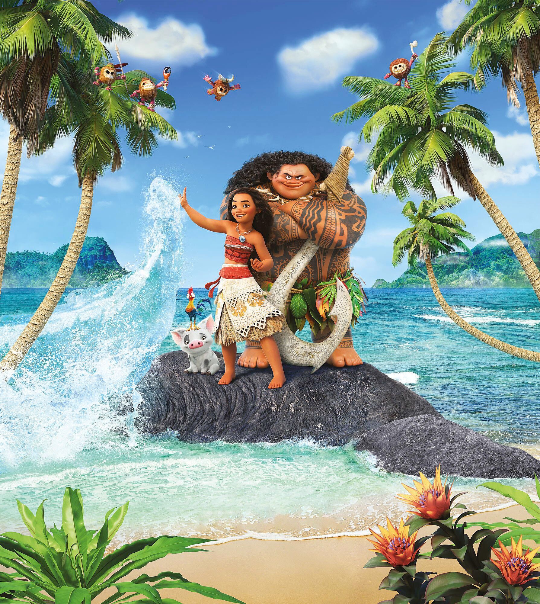 Komar Fototapete »Moana Beach«, bedruckt-Comic-Retro-mehrfarbig, BxH: 250x280 cm bunt