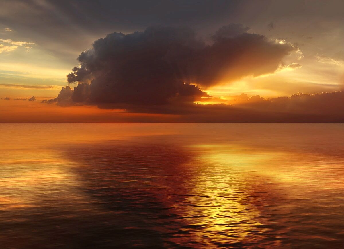 Papermoon Fototapete »Sonnenuntergang im Ozean«, Vliestapete, hochwertiger... bunt