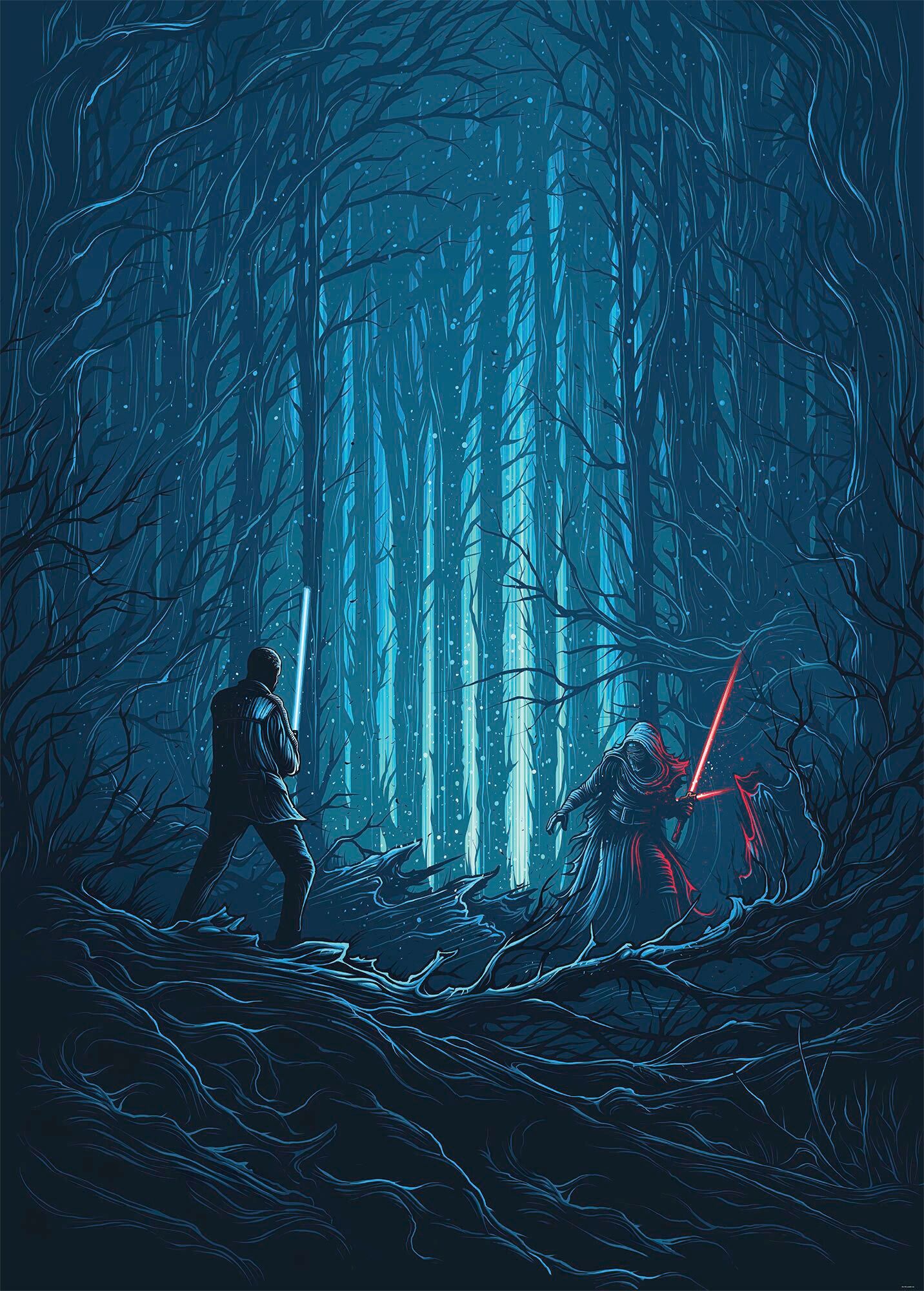 Komar Fototapete »Star Wars Wood Fight«, bedruckt-Comic-Retro-mehrfarbig,... blau