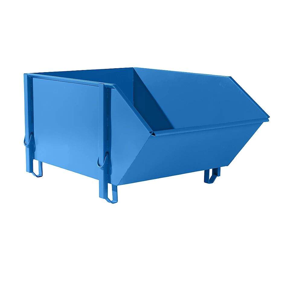 EUROKRAFTpro Stahlblechbehälter Volumen 1 m³, ohne klappbare Schüttklappe lichtblau