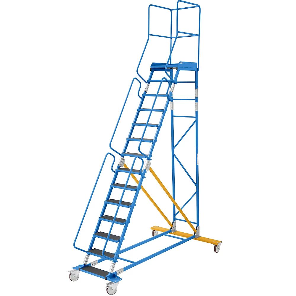 EUROKRAFTpro Mobile Podestleiter Riefengummi-Stufeneinlage 14 Stufen