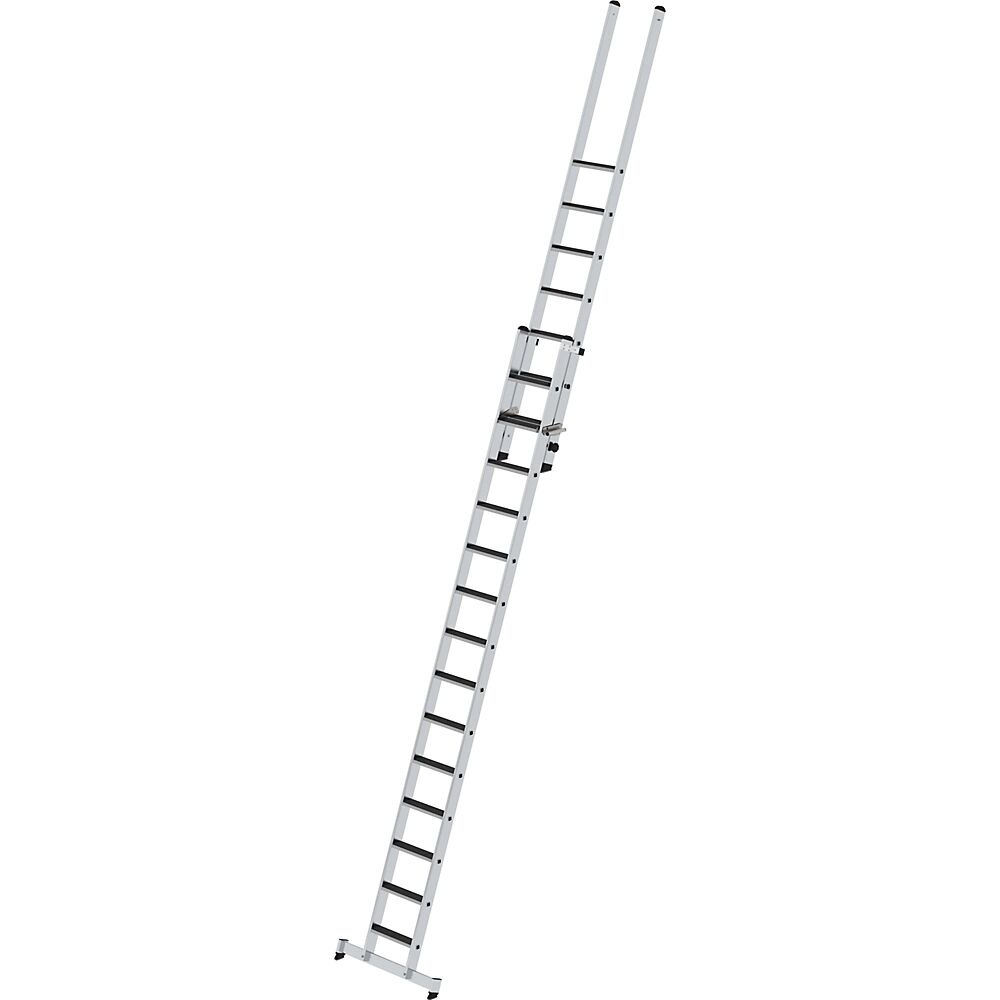 MUNK Stufen-Schiebeleiter 2-teilig, mit Trittauflage R13 21 Stufen