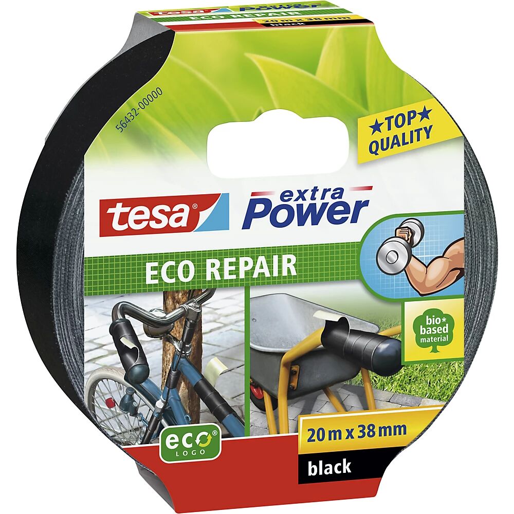tesa Gewebeband extra Power® Eco Repair VE 48 Rollen, schwarz, Bandbreite 38 mm