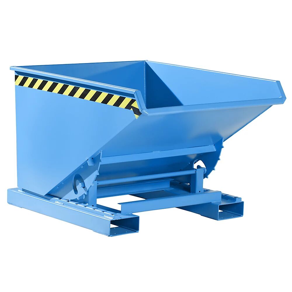 EUROKRAFTpro Kippbehälter mit Abrollmechanismus Volumen 0,6 m³, LxBxH 1260 x 1070 x 835 mm blau RAL 5012