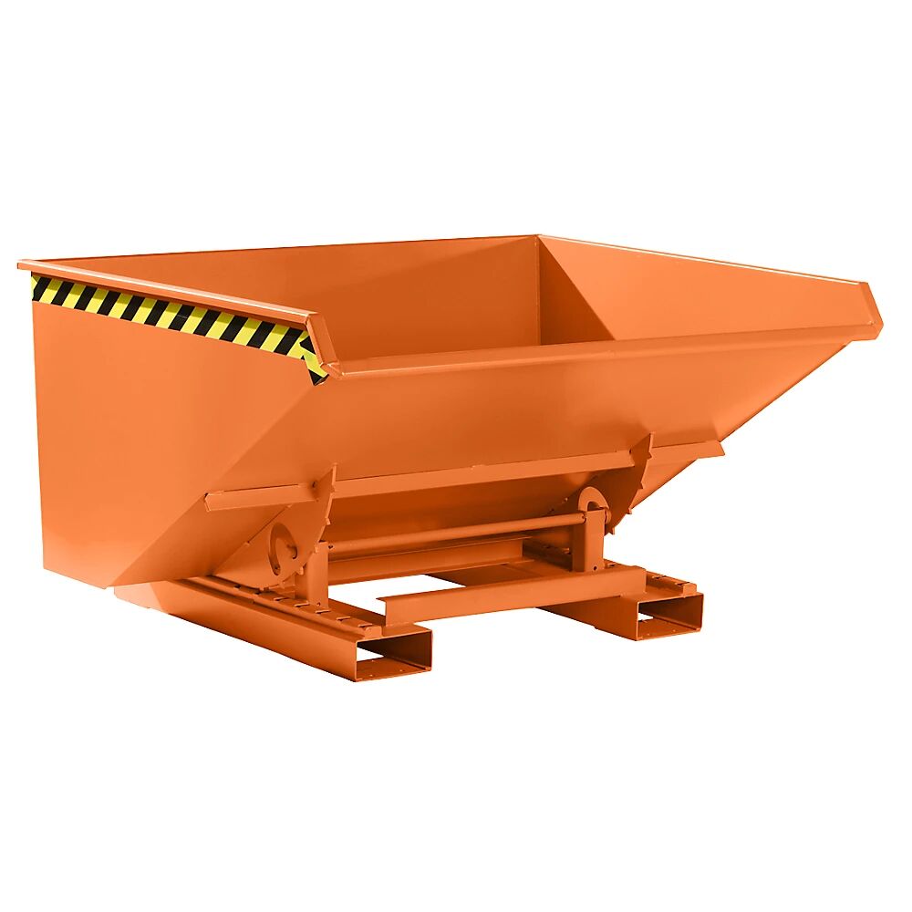 EUROKRAFTpro Kippbehälter mit Abrollmechanismus Volumen 0,9 m³, LxBxH 1260 x 1570 x 835 mm orange RAL 2000