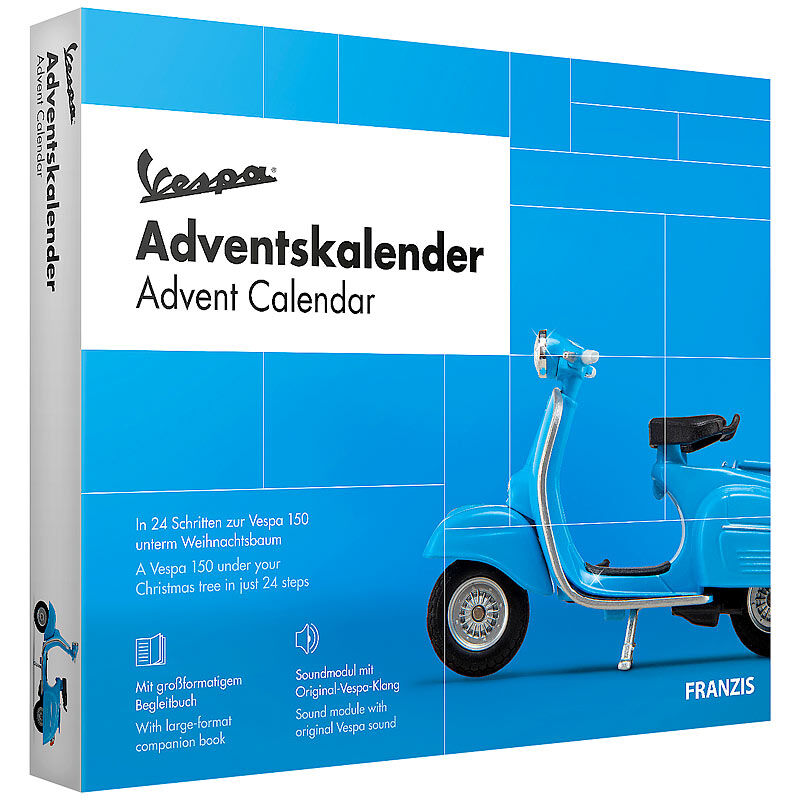 FRANZIS Adventskalender Vespa, Bausatz mit Sound-Modul, Maßstab 1:18