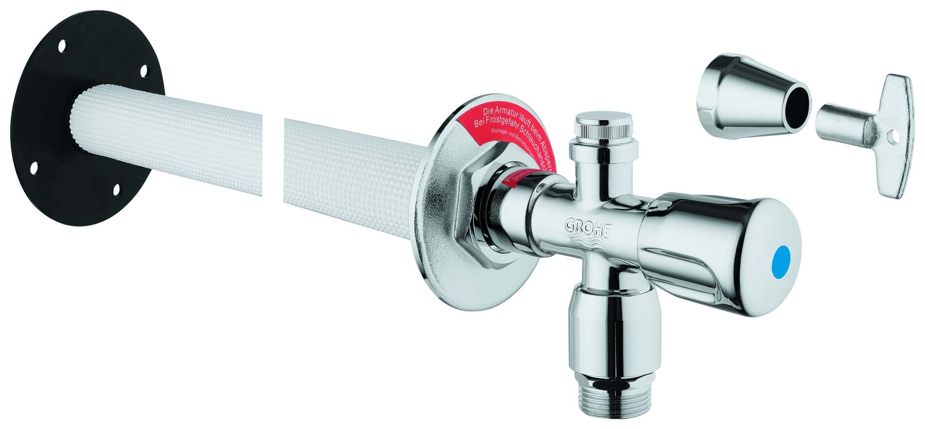 Grohe Außenwandventil Bausatz Eurotec 41206000 DN15, mit Rohrbelüfter, chrom