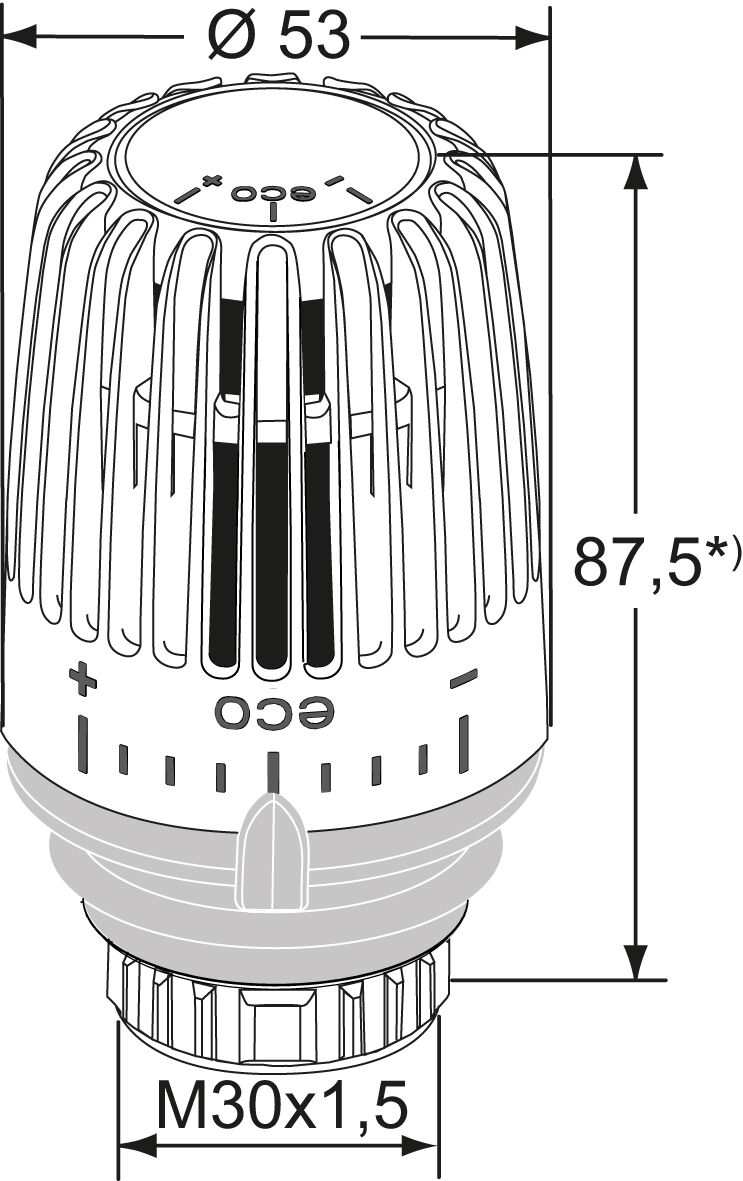 Heimeier Thermostat-Kopf 6071-43.500 Diebstahlsicherung, mit Nullstellung, weiß, Standard