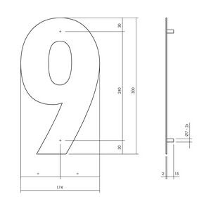 Intersteel Hausnummer 9 XL Edelstahl gebürstet 300 mm