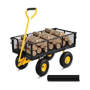 VEVOR Gartenwage Bollerwagen 227kg Gartenwagen 86x46x20cm 4x 25,4cm Räder Transportwagen Stahlrahmen Gartenkarre 82cm Griff Gartenkarre Für Gärten