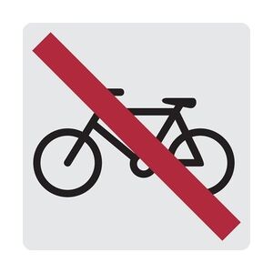 Türschild, Fahrradverbot, 60 x 60 mm - 60x60x0.5 mm Aluminium glatt