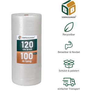 Bb-verpackungen Gmbh - 4 x Luftpolsterfolie (1,2 x 100 m) 2-lagig 60 my Schutzfolie Noppen Versandfolie Polster Verpacken Knallfolie Transport