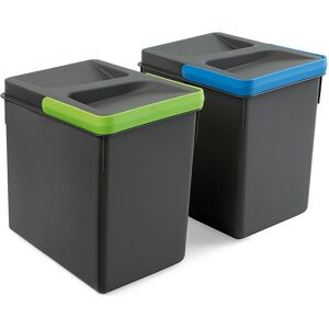 Emuca - Lot RecyclingRecyclingbehälterRecycle für Küchenschublade, Höhe 216mm, 2x6Liter, Kunststoff anthrazitgrau - Anthrazitgrauer