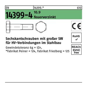 PEINER Sechskantschraube en 14399-4 m 20 x 160 10.9 feuerverzinkt