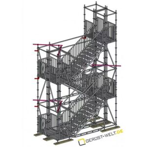 Scafom-rux Fluchttreppenturm Ausstiegshöhe ca. 6,2 m, Grundfläche ca. 5 x 2,3 m