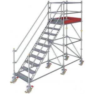 Scafom-rux Fahrbare Plattformtreppe Ringscaff für 2 m Höhenunterschied mit Sicherheitstor