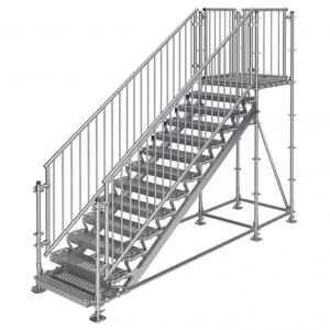 Scafom-rux Bautreppe, Außentreppe Komfort plus, 2.00 m Höhenunterschied 4.00 x 1.00 m m. Podest