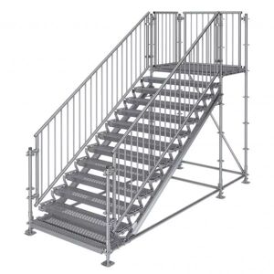 Scafom-rux Bautreppe, Außentreppe Komfort plus, 2.00 m Höhenunterschied 4.00 x 1.50 m m. Podest