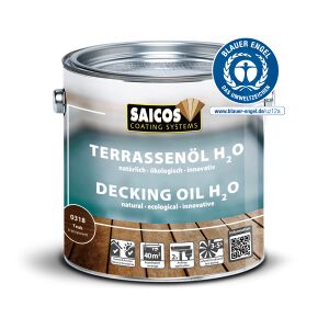 SAICOS COLOUR GmbH Saicos H2O Terrassenöl, teak, Holzpflege für den Schutz und die Pflege von Holzdecks und anderen Außenhölzern, 2,5 Liter - Dose