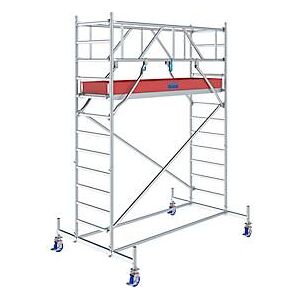 Alu-Fahrgerüst KRAUSE Serie 10, 200 kg/m², TÜV-geprüft, höhenverstellbare Rollen, L 2500 x B 750 x H 4400 mm