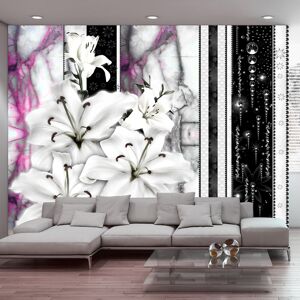 Artgeist Fototapete - Crying lilies on purple marble