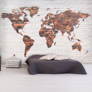 Artgeist Fototapete - World Map: Brick Wall