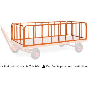 Rollcart 4 Stahlrohrwände, steckbar 750mm hoch für Industrieanhänger 2000x1000mm als Zubehör