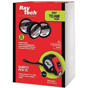 Raytech Kit Bestehend Aus 20 Stück Isolierklebeband Aus Pvc Schwarze Farbe 25m + Flessometro  Rayteam K20