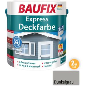 Baufix 2in1 Express Deckfarbe dunkelgrau 2,5 L 2-er Set