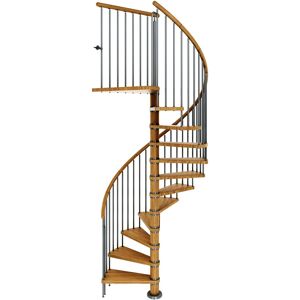 Dolle Spindeltreppe Winnipeg 246-270cm Geschosshöhe 11 Stufen Ø120cm Eiche geölt