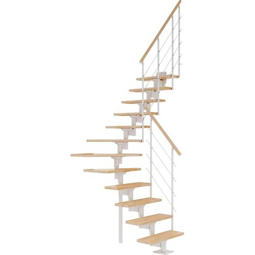 DOLLE Mittelholmtreppe „Boston“ Treppen BucheMetall Gr. 1/4 gewendelt, weiß Treppen