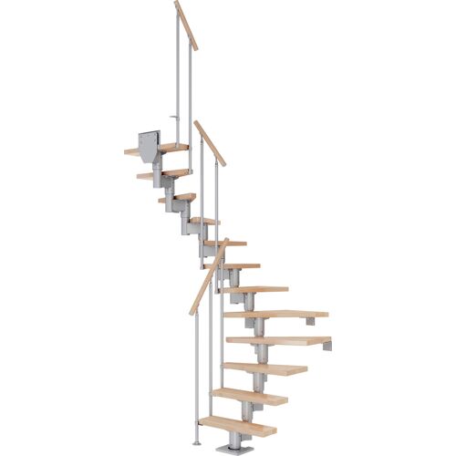 DOLLE Mittelholmtreppe „Dublin“ Treppen EicheMetall Gr. 1/2 gewendelt, grau (perlgrau) Treppen