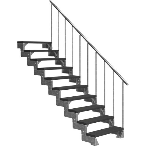 DOLLE Außentreppe „Gardentop“ Treppen 10 TRIMAX-Stufen anthrazit, inkl. einseitigem Alu-Geländer Gr. gerade, grau (anthrazit) Treppen