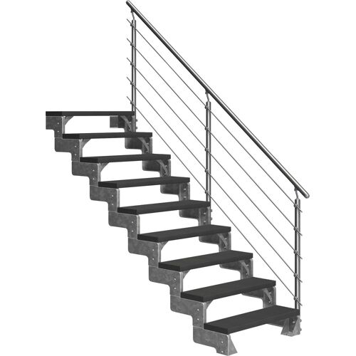 DOLLE Außentreppe „Gardentop“ Treppen 9 TRIMAX-Stufen anthrazit, inkl. einseitigem AluMetallES Gr. gerade, grau (anthrazit) Treppen