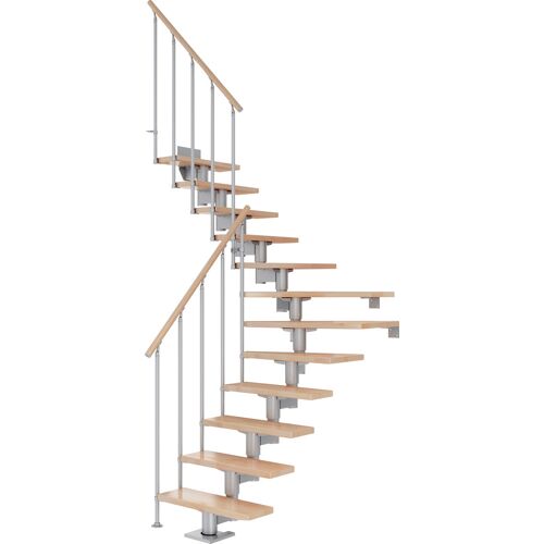 DOLLE Mittelholmtreppe „Cork“ Treppen BucheMetall Gr. 1/4 gewendelt, grau (perlgrau) Treppen